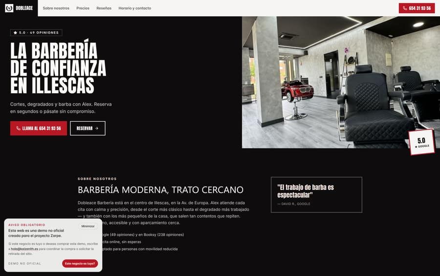 Captura de la demo Dobleace Barbería