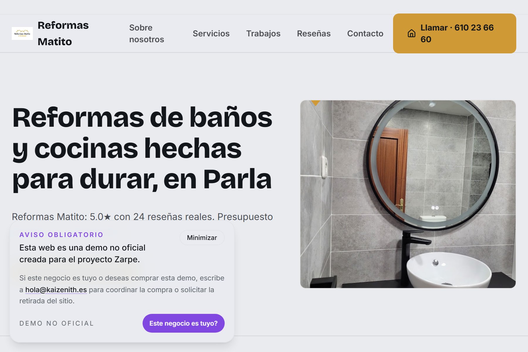 Captura de la demo Reformas Matito